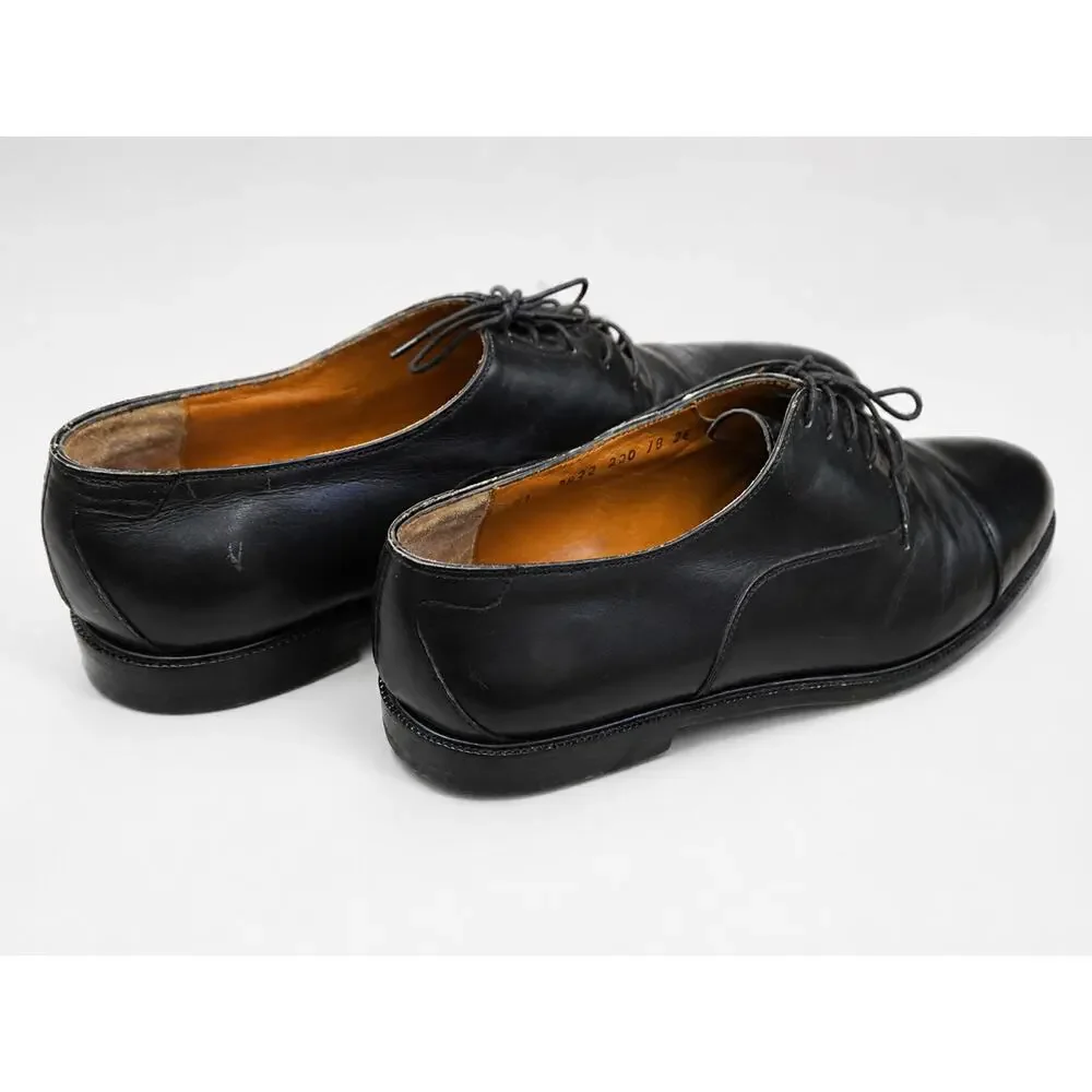 Salvatore Ferragamo Black Leather Cap Toe Derby Shoes SIZE 10 2E Italy